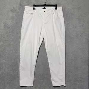 Eileen Fisher Jean White Stretch Mid Rise Size 16 Plus Size Organic Cotton